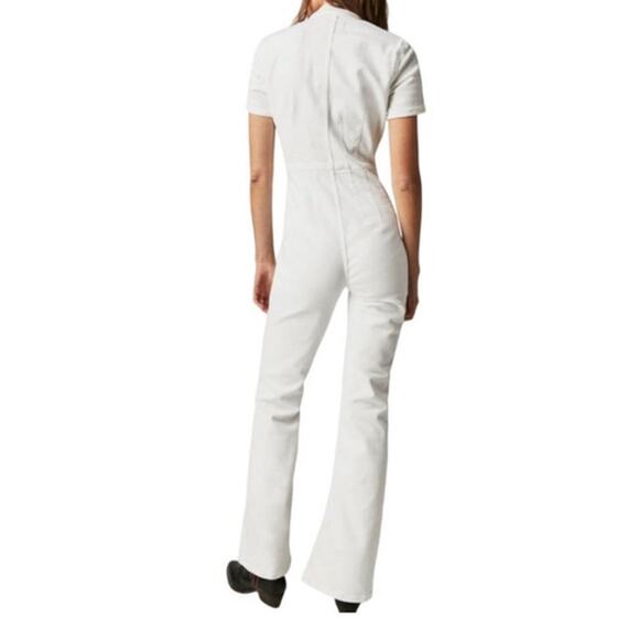 We The Free Jayde Flared Denim Jumpsuit White Size L NWOT Free People Boho - Picture 3 of 10